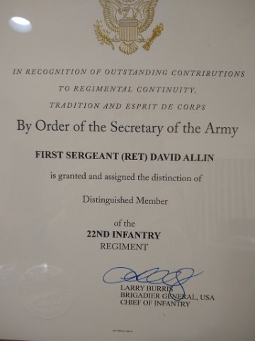 DMOR certificate for Dave Allin